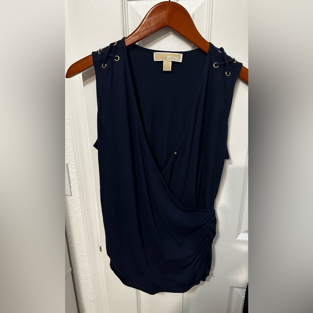 Navy Blue plunge neck MICHAEL Michael Kors top